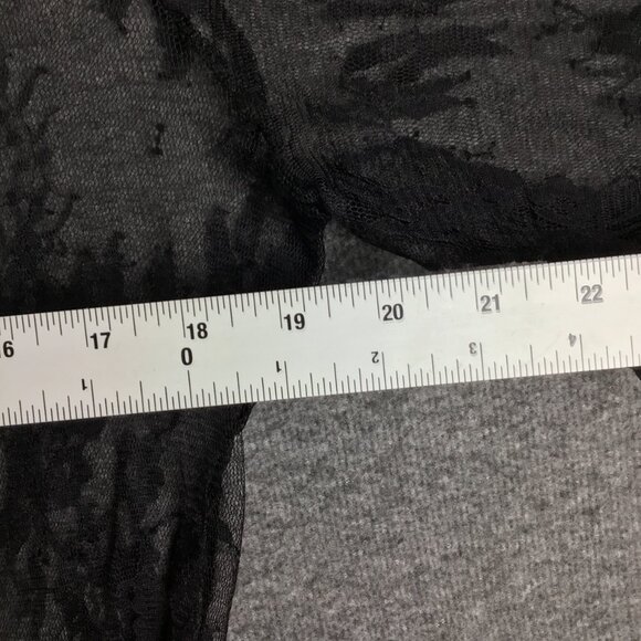 Black Button Up Delicate Lace Flutter Sleeve Shirt Sz L - Picture 7 of 9